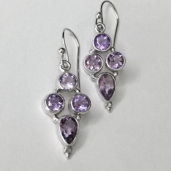 NEW sterling silver lavender purple Amethyst dangle drop earrings - Picture 5 of 5
